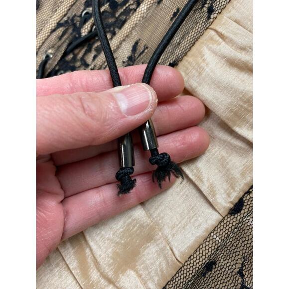 Love Culture Women's L Cream Pleated Satin Black Lace Up Corset - Picture 4 of 6